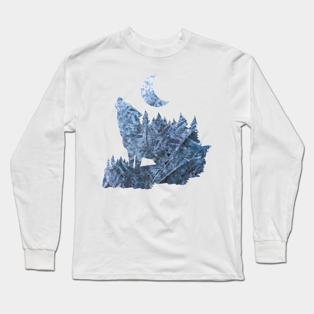 Cool Frost Wolf Long Sleeve T-Shirt by bishoparts7